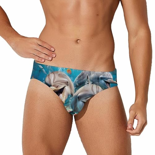 A Group of Dolphins Novelty Men's Swimming Brief Swimwear Pants Trunks Beach Shorts Underwear