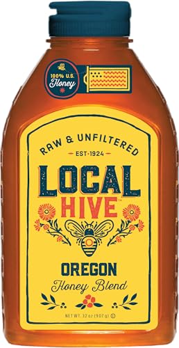 Image of Local Hive Oregon Raw & Unfiltered - 32 oz | 100% Pure U.S. Honey | Natural Sweetener Sourced from American Bees & Beekeepers | Smooth Earthy Flavor | Ideal for Tea, Baking & Cooking