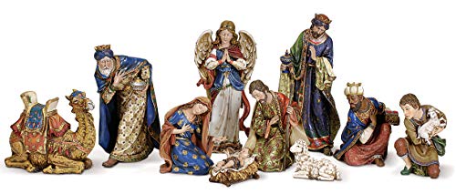 Joseph's Studio by Roman - 10-Piece Nativity Set, Includes Holy Family, Three Kings, Angel, Shepherd, Sheep and Camel, 4