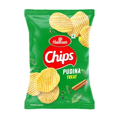 Image of Haldiram's Potato Chips, Pudina Treat Flavour, 89g | Thinly Sliced |Crispy & Crunchy | Perfect for Munching