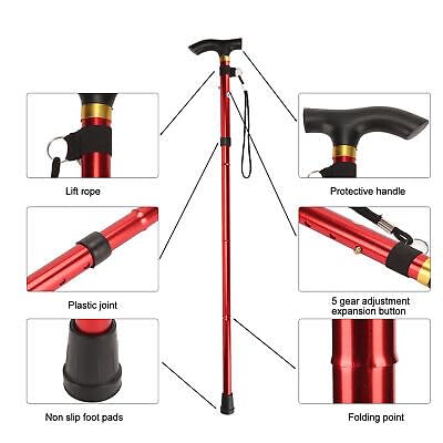 Walking Stick Easy Folding Adjustable Aluminium Cane for Men Women Lightweight Collapsible Sticks Extandable Height - Image 3