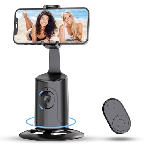 Auto Face Tracking Tripod - 360° Rotation Auto Tracking Phone Holder, No App, Phone Camera Mount...