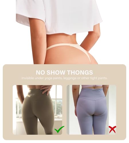 DEANGELMON Seamless G-string Thongs for Women - No Show Thong Underwear Low Rise Stretch Panties Workout Pack3
