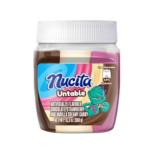 Nucita Trisabor Spreadable, Creamy Candy Chocolate, Vanilla and Strawberry, 10.6 Oz Jar, Pack of 1