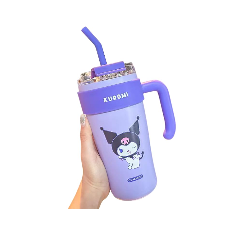 Amazon | ハンドル付き860ml魔法瓶、ストローと蓋、真空魔法瓶カップ