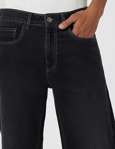 Image of The Souled Store Baggy-Fit Denim: Men and Boys Zip Fly Washed Cotton Spandex Lightweight Durable Everyday Streetwear Baggy Fit Jeans