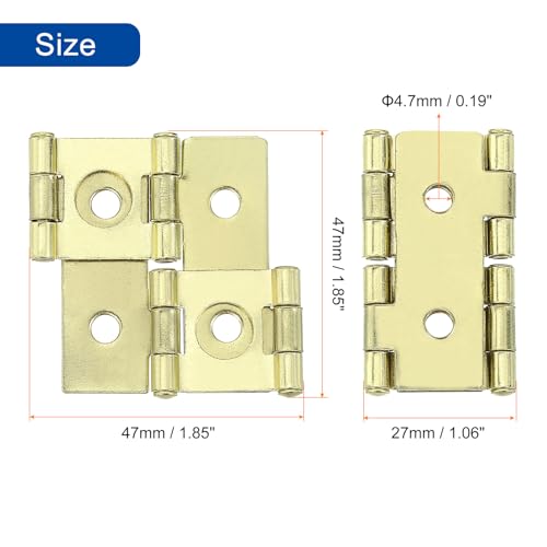 Charnières à double action style rétro dorées uxcell lot de 8