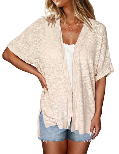Image of Halife Womens Summer Lightweight Cardigan Short Sleeve Open Front Casual Loose Cover Ups