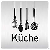 Türschilder24 XXL Schild - Türschild (B) • 125 x 125 x 1,5 mm • Küche • Aluminium Vollmaterial • 100% Made in Germany (Küche 009)