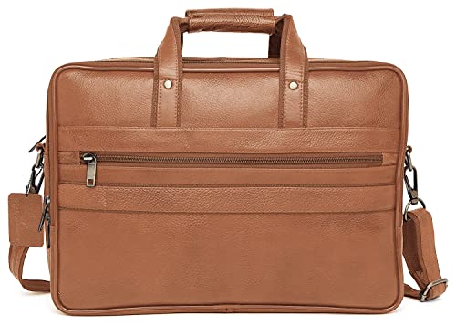 Image of WildHorn Men's Genuine Leather 15.6-Inch Laptop Messenger Bag | Classic Office & Travel Bag | Sturdy Carry Handles with Adjustable Strap | Durable & Spacious Design | 1-Year Warranty,Brown