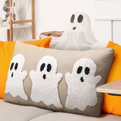 Mixweer Halloween Ghost Embroidery Decorative Pillow Covers 12 x 20...