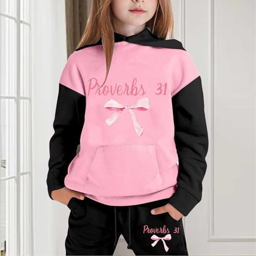 Girls Boys 2 Piece Outfits Sweatsuit Ribbon Bowknot Printed Cute Hoodies Sweatpant Active Tracksuits Clothing Set2