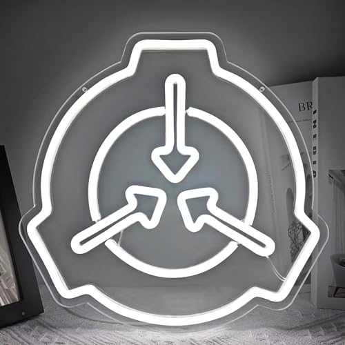Jeanchrl SCP Foundation Neon Sign SCP Led Sign Dimmable Neon Lights for Wall Decor White Light Sign...