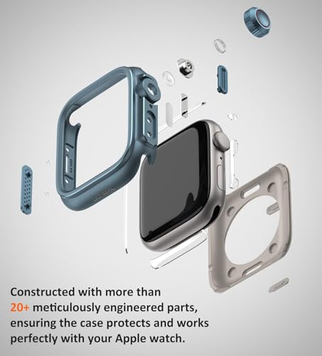 Image of ULTIMAL Metal Case Compatible with Apple Watch Series SE3 /SE2 /SE /6 /5 /4 44mm with Back Cover, Military Grade Shockproof Protective Case, Rugged Cover for iWatch 44mm (Blue)