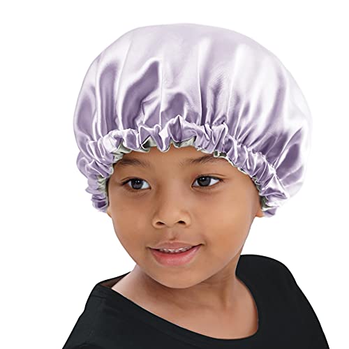 Image of Stain Bonnet Silk Sleep Cap Adjustable Satin Cap for Night Sleeping Hair Bonnet Reversible Double Layer