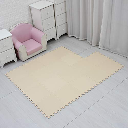Image of 18 Pieces Training Mats Floor Protectors Fitness Gymnastics Mats Beige 110