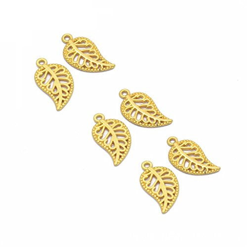 75Pieces Vintage Hollow Filigree Leaf Charms Pendants Jewelry Findings #TOP6