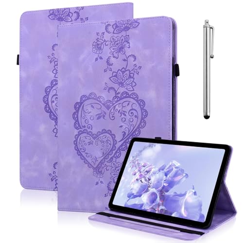 YiChZhe Hülle für Xiaomi Pad 7/ Pad 8/ Pad 7 Pro/Pad 8 Pro 11.2 Zoll mit Stifthalter,Premium Ledertasche Liebe Blumen Stoßfest Schutzhülle mit Ständer Kartenfach für Xiaomi pad 8/7-Lila