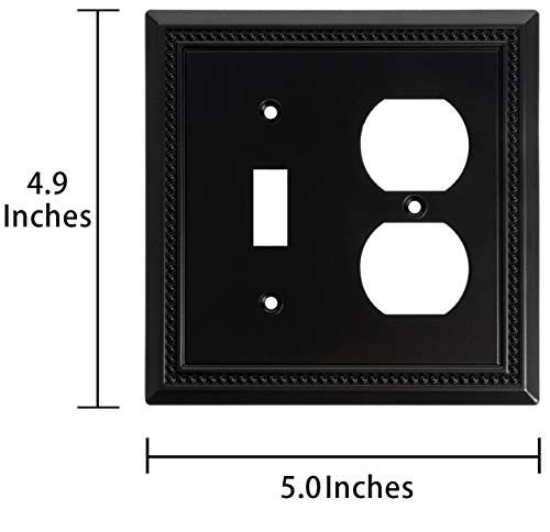 Image of Henne Bery Sunken Pearls Heavy Duty Decorative Wall Plate Switch Plate Outlet Cover (Toggle /Duplex, Matte Black)