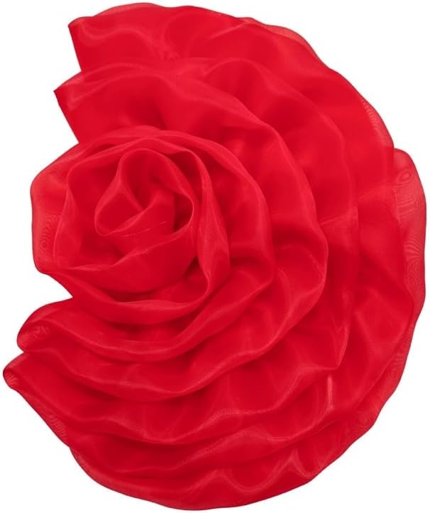 Elegant Handmade Organza Silk Rose Flower Brooch – Extra Large Half Foral Brooches Clip Pin, 320mm/12.6in Fabric Floral Jewelry for Women Ladies Wedding Party Banquet Dress Suit Accessories