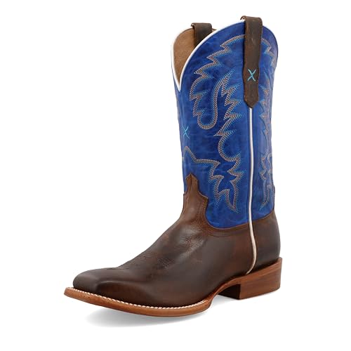 Image of Twisted X Men's 12 inch Rancher, Wide Square Toe with CellSole, Dark Chocolate & Brilliant Blue, 10 D