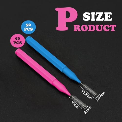 Image of Patelai 100 Pieces Braces Dental Brush for Cleaner Interdental Toothpick Dental Tooth Flossing Head Oral Hygiene Flosser Toothpick Cleaners Tooth Tool (Pink,Blue,Mixed Size)