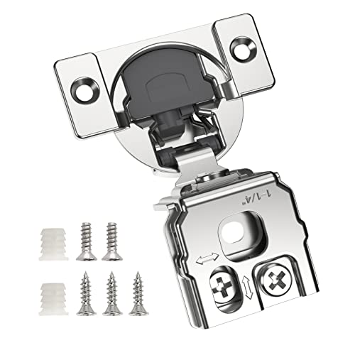 Chibery 20 Pack 1-1/4 Overlay 3D Soft Close Concealed Hinge for Face Frame Door Smooth Slow Self Closing Hinges Satin Nickel Hidden 105 Open Angle Stainless Steel Hinge for Kitchen Cabinet Door