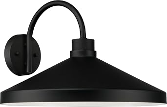Capital Lighting 953513BK Lofton Modern Metal Shade with White Interior Outdoor Wall Lantern Classic Barn Light, 1-Light 100 Watt, 12" H x 17" W, Black