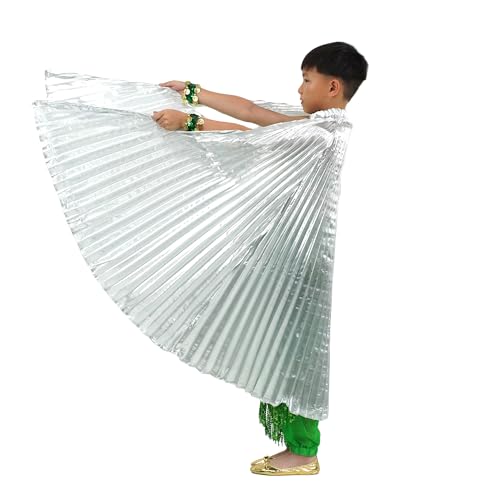 Baisdan Kids Isis Wings (Wings + Stick+ Carrying Bag) Belly Dance Performance Costumes for Girls Silver - Image 4