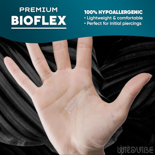 Flat Clear Tongue Ring For Work, Surgery - 14g Hypoallergenic Flat Tongue Rings For Women - 16mm (5/8) Flexible Straight Barbell Bioflex Plastic Tongue Rings Piercing Retainer Jewelry Spacers (8pcs)4