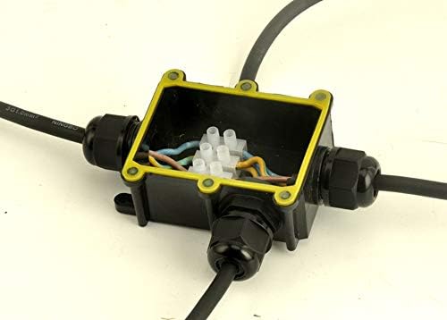 Waterproof IP68 Junction Box, Electric Box, Electrical Box, 4 Way Plug Line M20 Coaxial Cable Connector Wire Range 4 to 9mm, 9 to 12mm Outdoor External Electric Power Cord Boxes (Black) (4 Way, 1 pc)