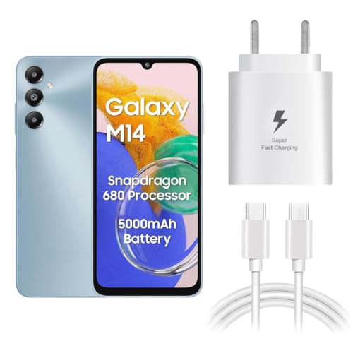 Image of MAK 25W Charger with Cable for Samsung Galaxy M14 Snapdragon 5G Charger Adapter Compatible with Galaxy M14 Snapdragon 5G Charger, 25 Watt USB Type C to C Pd Charging Adapter C Type, White