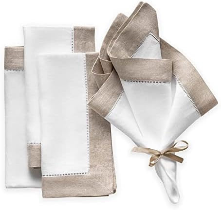50 White 100% Linen Ladder Hemstitched Cocktail Napkins 6"x6" - Canada - View #4