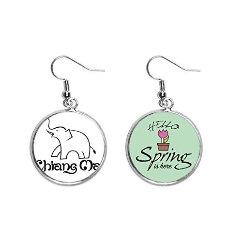 Pendientes de elefante Tailandia con escudo y colgante decorativo fino