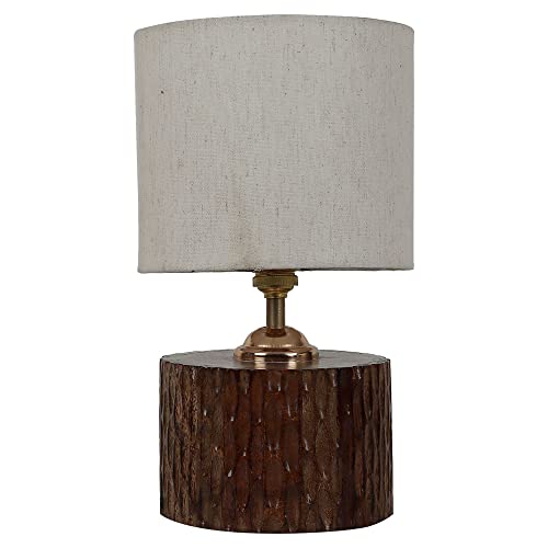 Image of tu casa Table Lamps with Mango Wood Base & Flex Cotton Shades for Home Decor, Bedrooms, Living Room, Gifting, Diwali Decoration, Dining Space, Study Room, Hall (Height- 31cm) - Bulb not Included