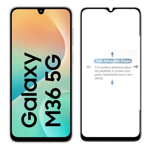 Image of Amazon Brand - Solimo Tempered Glass Screen Protector Compatible with Samsung Galaxy M36 5G Transparent Protective Film [Clear HD]