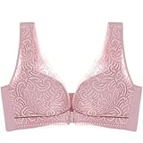 MOONBADI Dirndl Damen Vorderverschluss BH Rosa Damen Spitzen Bralettes Ohne Bügel BH Bauchfrei Top Tank BH Untertop Spitzentop Push up BH extrem 110D