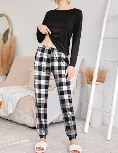 Ekouaer 2 Pack Pajamas for Women Set Long Sleeve Jogger Pjs Cozy Lounge Set - image 2