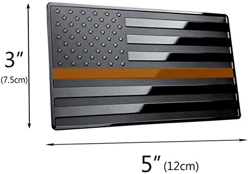 Image of US Black Flag Auto Car Fender Emblem for Cars Trucks Laptop Walls (5 inchx3 inch, Orange Line)