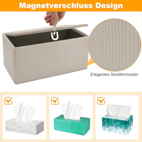 Kosmetiktücherbox Taschentuchbox aus PU Leder: Modern Taschentuchspender für Hausfrau Büroangestellter-Rechteckige Tissue Box mit Magnetabdeckung für Wohnzimmer Büro-Geschenke für Geburtstag(Milchtee)