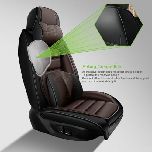 Image of Luxury Seat Covers for Ford Bronco Sport 2021-2024,2PCS Nappa Leather Car Seat Covers,Waterproof Seat Protectors Auto Seat Covers,Breathable Nonslip Interior Cover Seats for Cars(Black and Coffee)