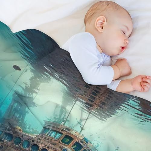 Manta de franela de mundo submarino infantil de 150 x 200 cm 5
