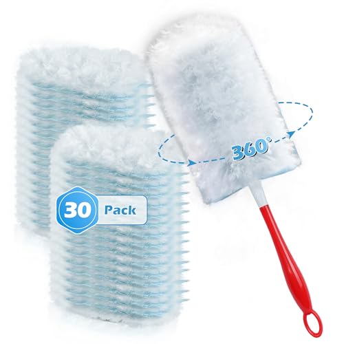 JEHONN Plumero Atrapapolvo para Swiffer Duster Recambios 30 Unidades, 4X Microfibras, Kit de Limpieza de 360 Grados con Mango para Limpiar Radiadores Calefacción Persianas Estantería Muebles