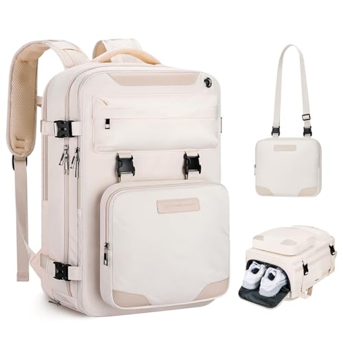 Image of Maelstrom Travel Backpack for Women Men,30L Waterproof Laptop Backpack Fits 17-Inch Laptop, Gift for School Work Backpack with Detachable Crossbody Bag & Shoe Compartment(Beige, Large-Upgrade)