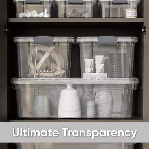 Image of Superio 6.6 Quart Clear Plastic Storage Boxes with Lids, Stackable Organizer Containers, BPA-Free Storage Bins for Home, Office, School & Dorm, 6 Pack
