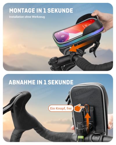 HENMI Handyhalterung Fahrrad Tasche für 4.7-7 Zoll Smartphone – Ansicht 3