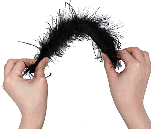 Yeesabella 2 PCS Soft Fur Wristband Feather Slap Bracelet Wristband Wrist Ankle Cuff Furry Bracelets Party Supplies Hair Accessories for Women Halloween Cosplay Christmas Party,Black - Image 4