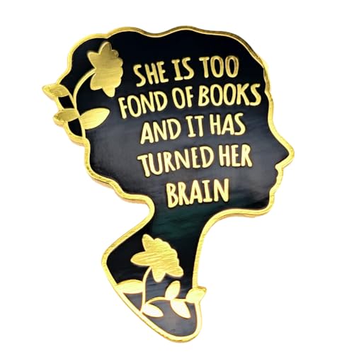 Image of Enamel Pin,She Is Too Fond Of Books And It Has Turned Her Brain Lapel Pin,Feminist Badge,Gift For Women Girl Wife Partner Friends,DIY Decor,Canvas Bag Backpack Jacket Shirt Collar Accessory