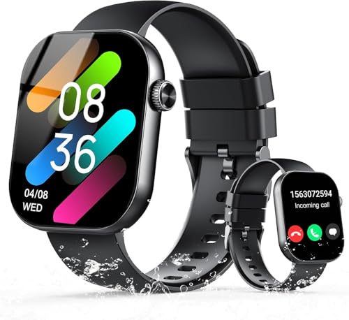 Reloj Inteligente Hombre Mujer con Llamadas Bluetooth, 2.01' Smartwatch con Podómetro/Pulsómetro/Monitor de Sueño/Whatsapp, 110+ Modos Deportivos Smart Watch, IP68 Pulsera Actividad para Android iOS