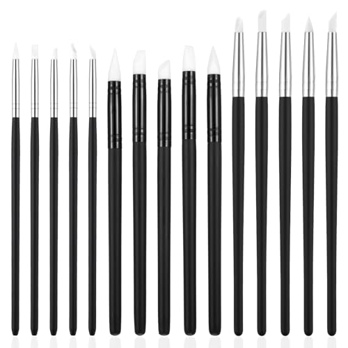 JIEYAO 15 Stück Silikonpinsel, Gummipinsel Malen Nach Zahlen Pinsel Silikon Set Shaper Modellier Werkzeug Gummi Ton Werkzeug Für Modellierung Malen DIY Handarbeiten Formen Schnitzen Kunstwerke